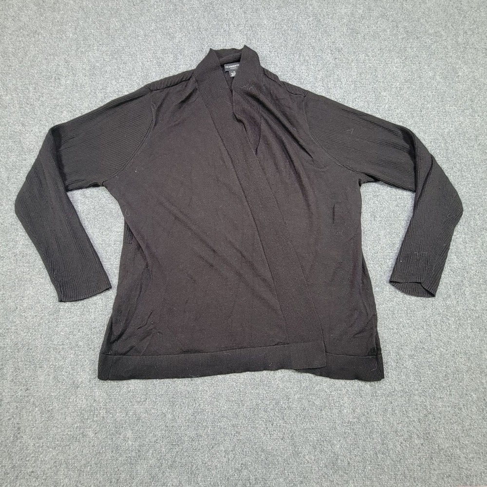 Liz Claiborne Woman Cardigan Sweater Womens 2X Black Knit Open Front Long Sleeve
